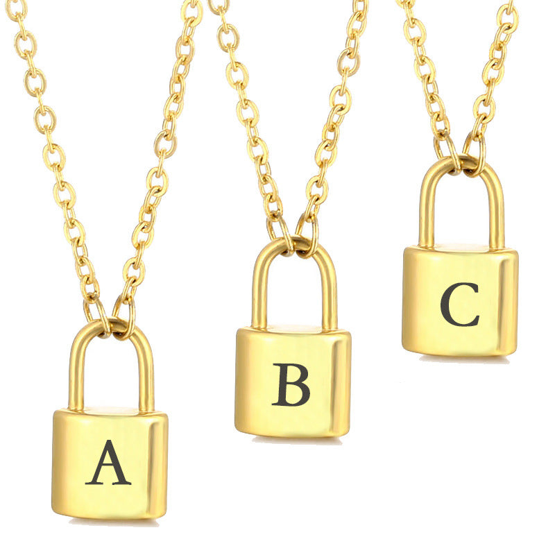 Lock Pendant 26 Letter Necklace