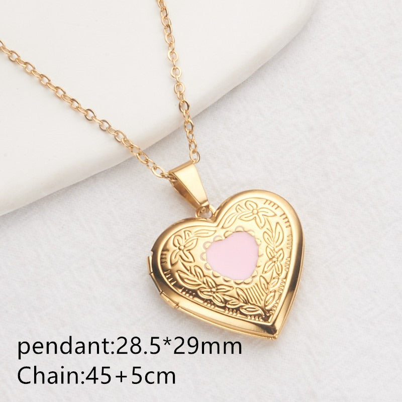 Opening Heart Women Necklace Personalized Album Box Necklace