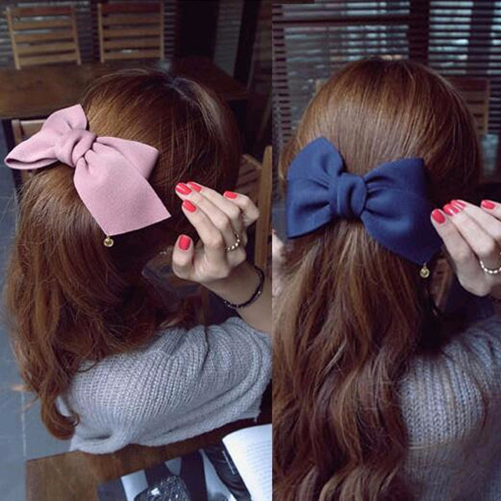 Big Solid Cloth Bows Hair Clips