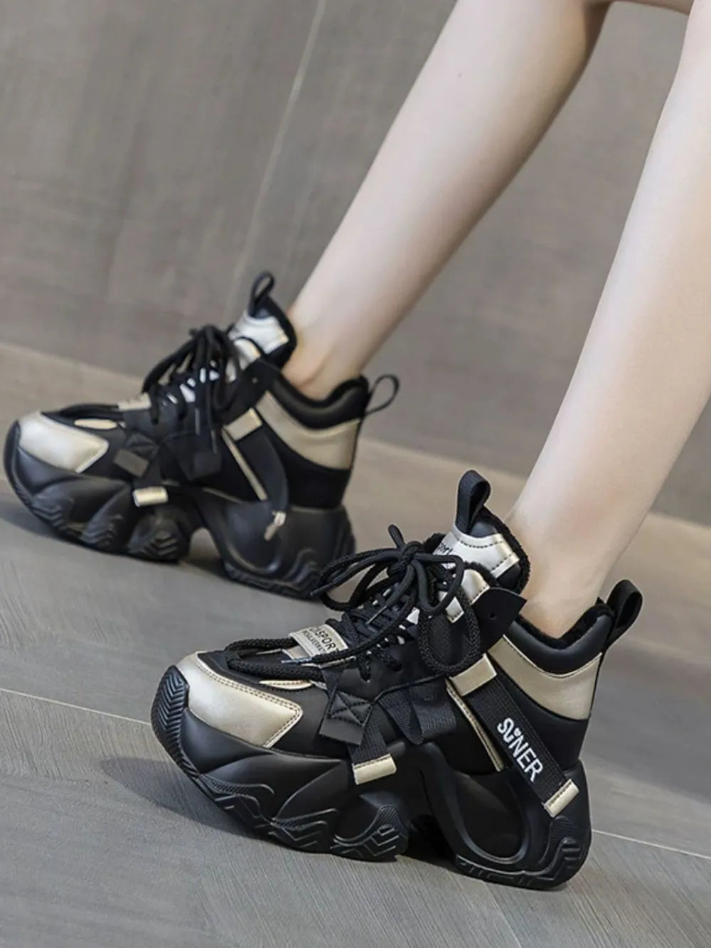 Chunky Platform Lace-Up Sneakers