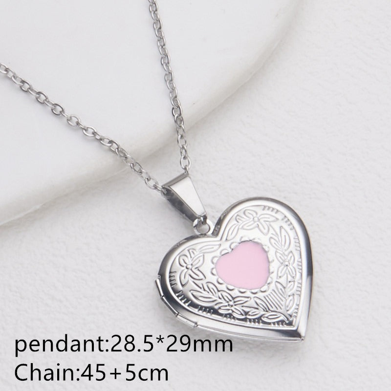 Opening Heart Women Necklace Personalized Album Box Necklace