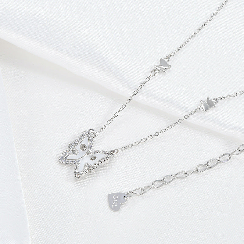 New Trendy Temperament Collarbone Chain Female Niche Design Shell Necklace Real Gold Electroplated Zircon Female Necklace