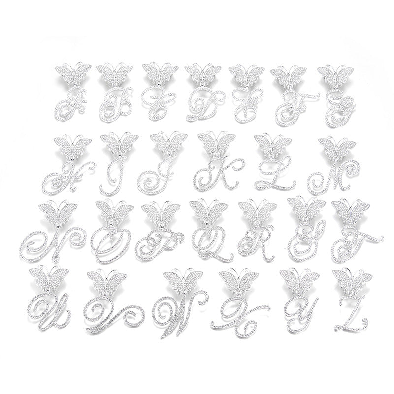 Cuban Chain  letter Necklace – Butterfly Initial Jewerl