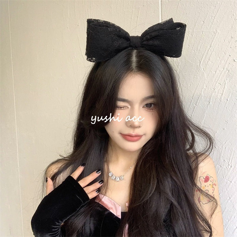 Korean Ins Cute Three-Dimensional Lace Big Bow Hair Hoop Super Fairy Party Photo Hair Hoop