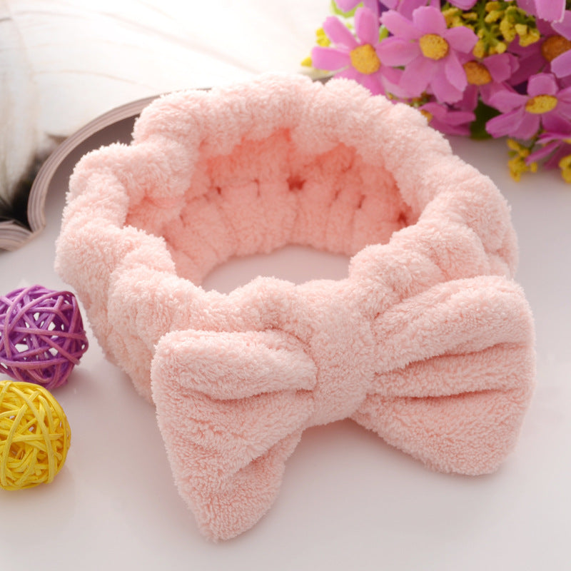 Coral Fleece Hair Band Face Wash Cute Plush Girls Makeup Gift Bow Hair Accessories