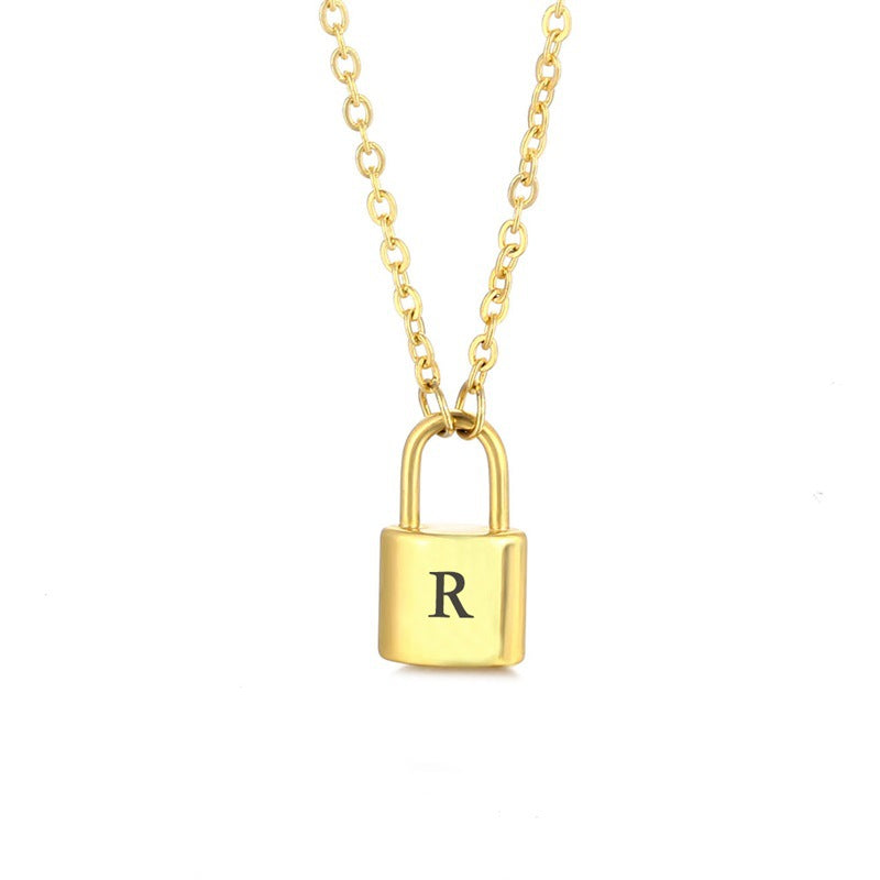 Lock Pendant 26 Letter Necklace