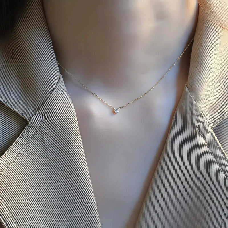 S925 pure silver plated with 14K gold mini heart necklace