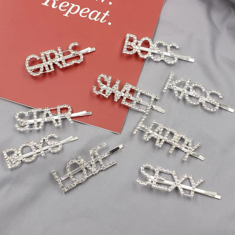 1PC Bling Letter Hairpins Headwear