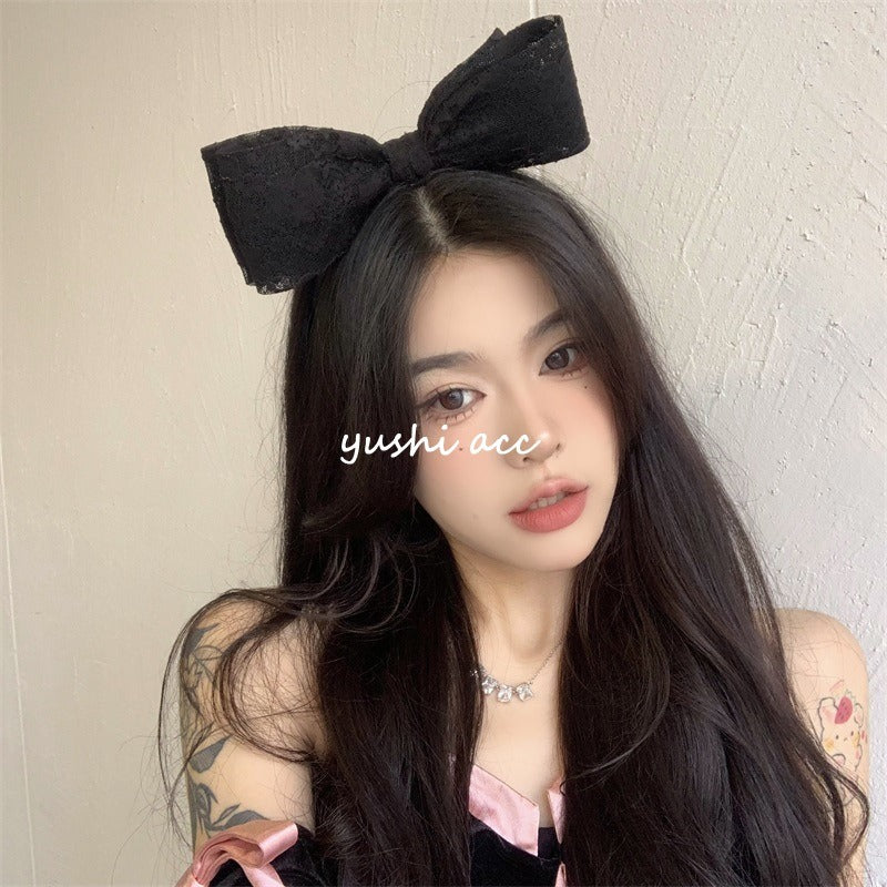 Korean Ins Cute Three-Dimensional Lace Big Bow Hair Hoop Super Fairy Party Photo Hair Hoop