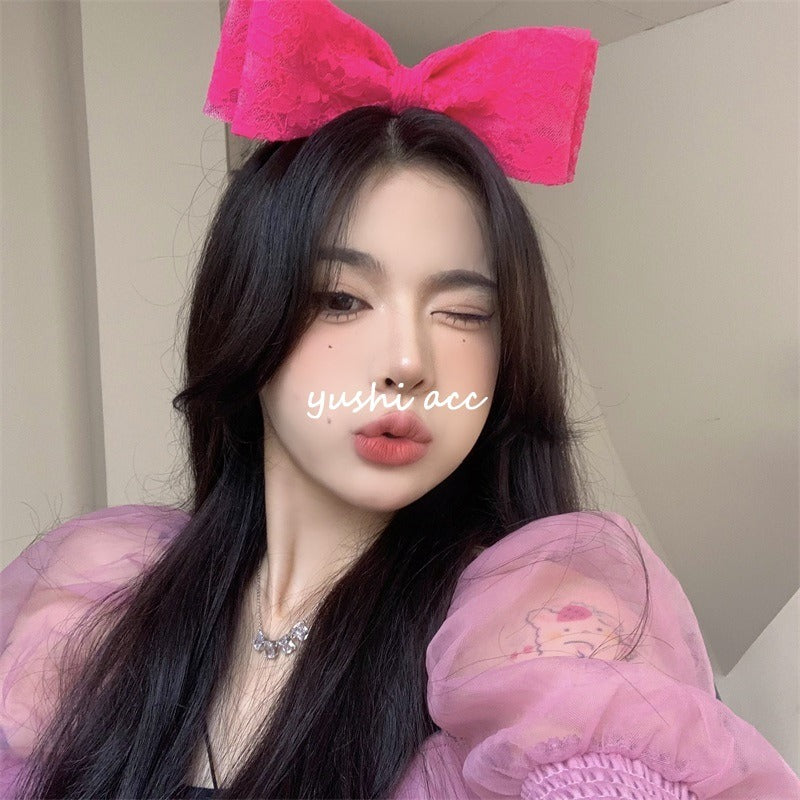 Korean Ins Cute Three-Dimensional Lace Big Bow Hair Hoop Super Fairy Party Photo Hair Hoop