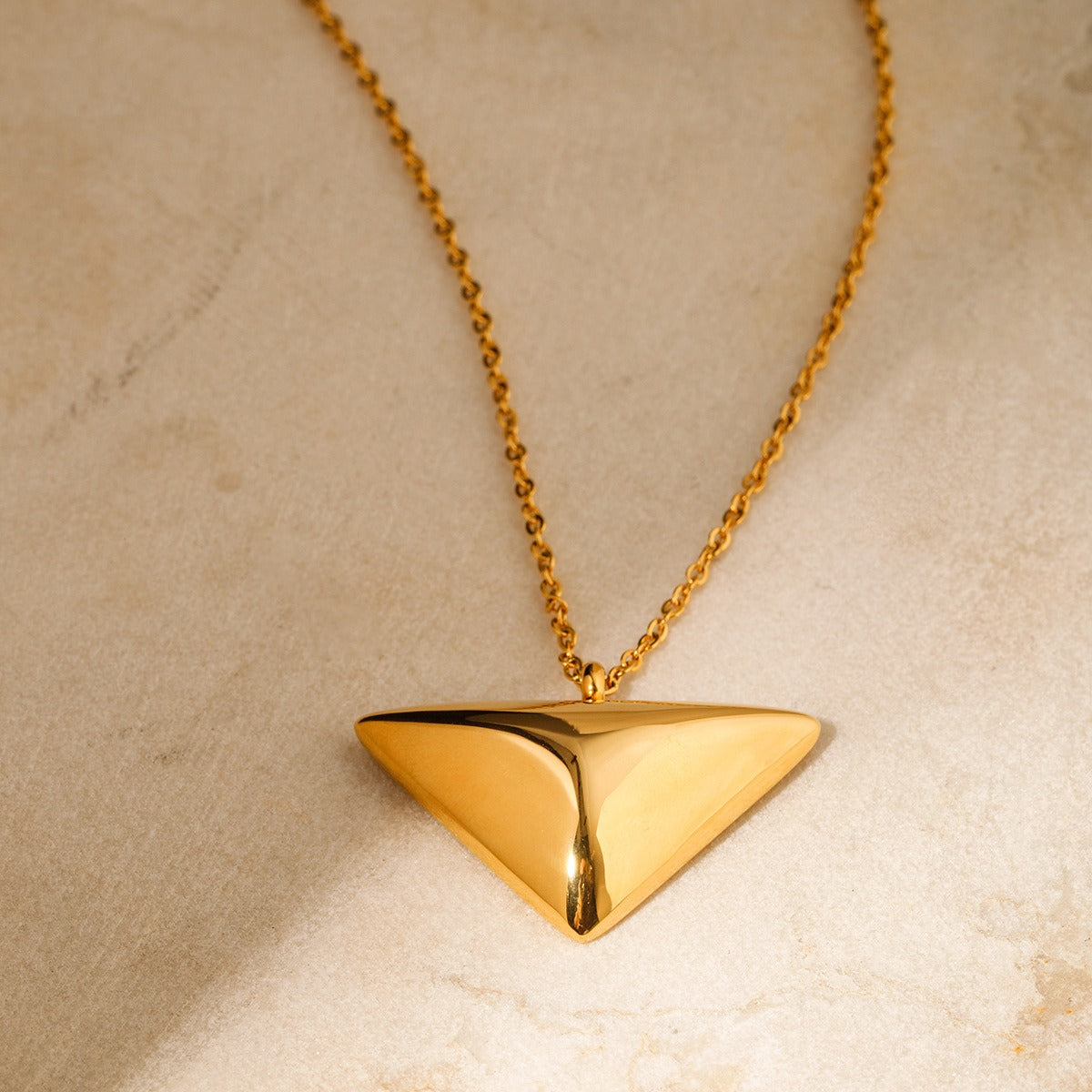 Gold Triangle Pendant Necklace – Minimal Statement Jewelry