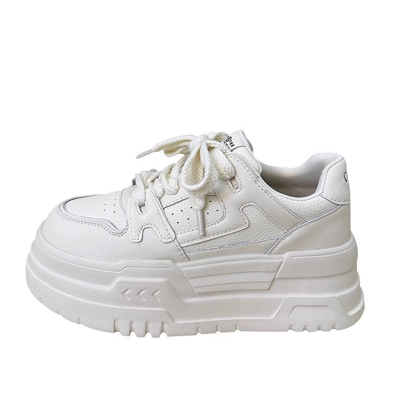 Cowhide Leather Height Increasing Platform Sneakers