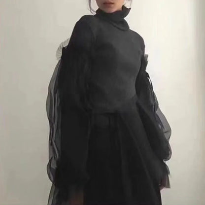 Patchwork Turtleneck Sweater – Breathable Cozy Fashion Knitwear for Women