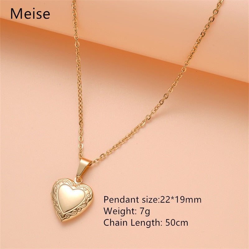 Opening Heart Women Necklace Personalized Album Box Necklace