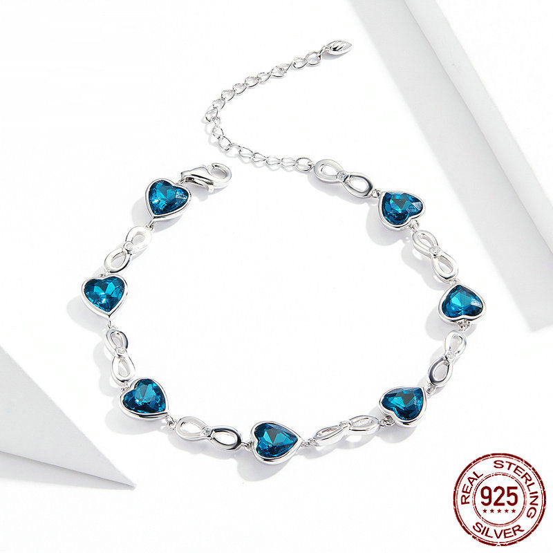Love Sterling S925 Bracelet – Heart Charm Jewelry for Women