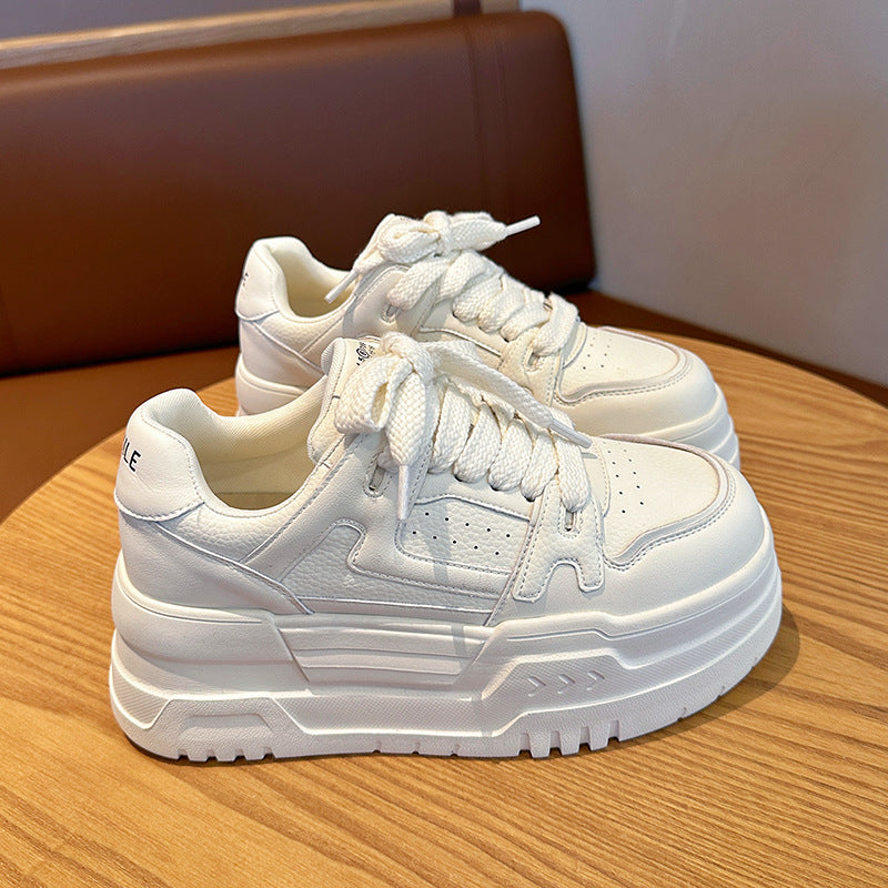 Cowhide Leather Height Increasing Platform Sneakers