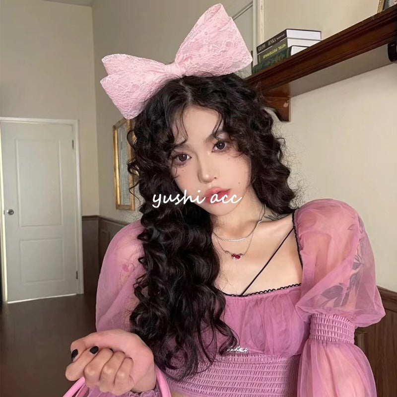 Korean Ins Cute Three-Dimensional Lace Big Bow Hair Hoop Super Fairy Party Photo Hair Hoop