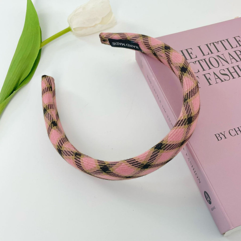 Korean Cute Flower Plaid Plush Hair Hoop  Tie Headband