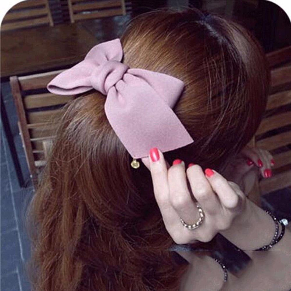 Big Solid Cloth Bows Hair Clips