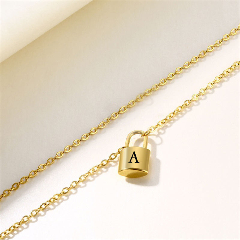 Lock Pendant 26 Letter Necklace