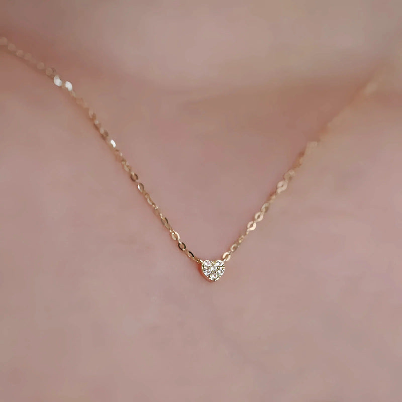 S925 pure silver plated with 14K gold mini heart necklace
