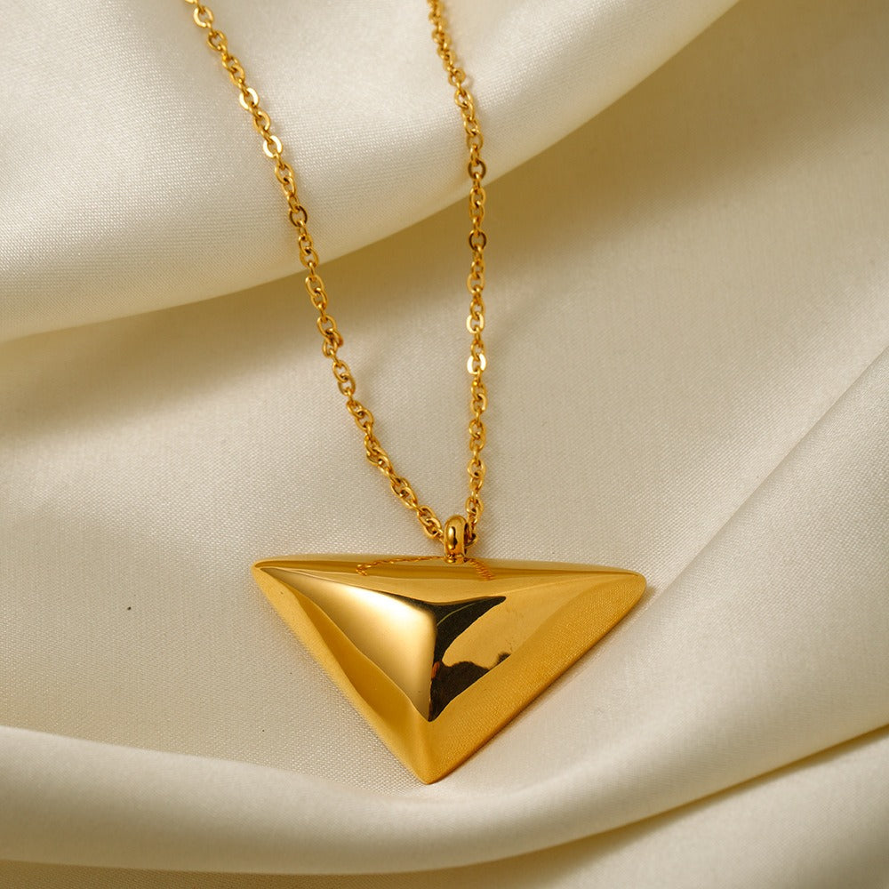 Gold Triangle Pendant Necklace – Minimal Statement Jewelry