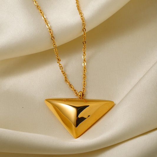 Gold Triangle Pendant Necklace – Minimal Statement Jewelry