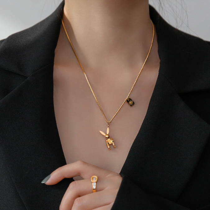 Gold Rabbit Necklace for Women