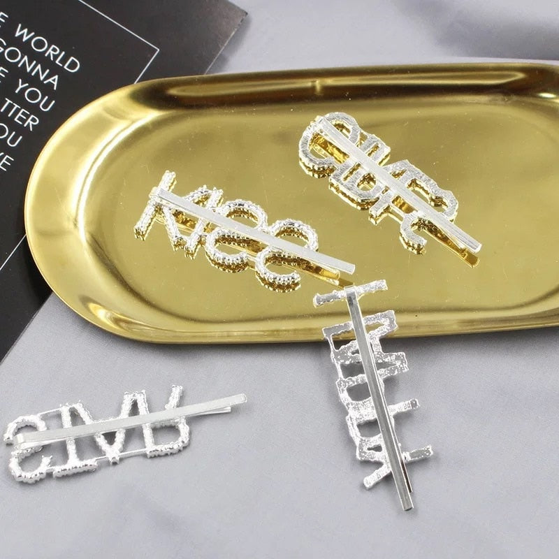 1PC Bling Letter Hairpins Headwear