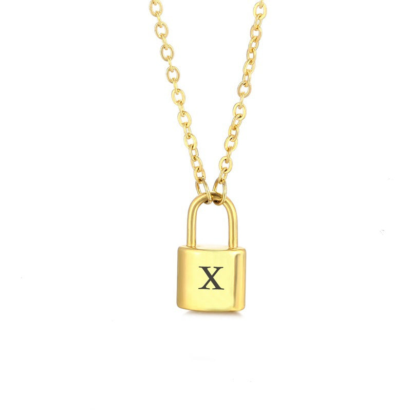 Lock Pendant 26 Letter Necklace