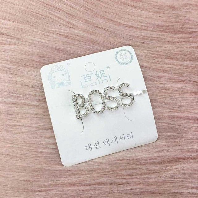 1PC Bling Letter Hairpins Headwear