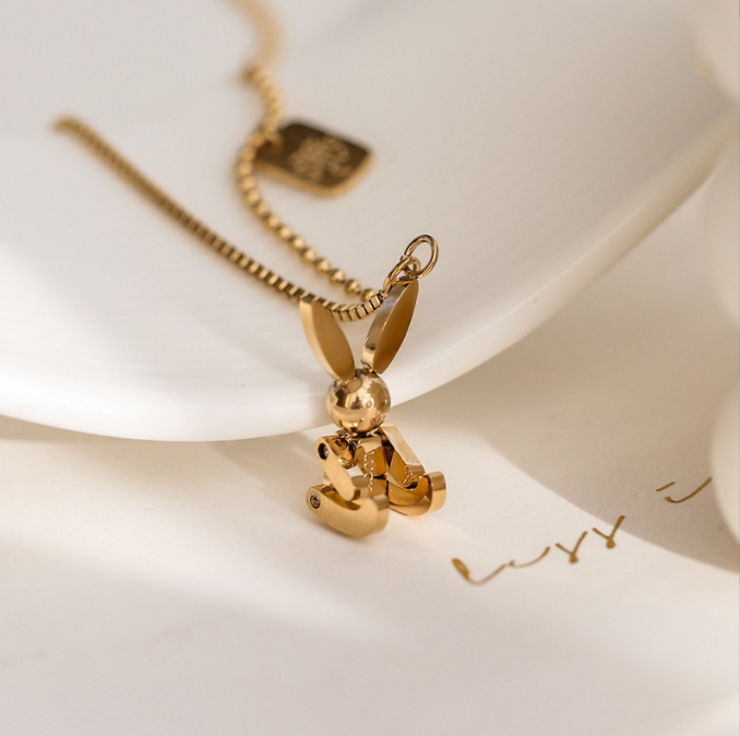 Gold Rabbit Necklace for Women