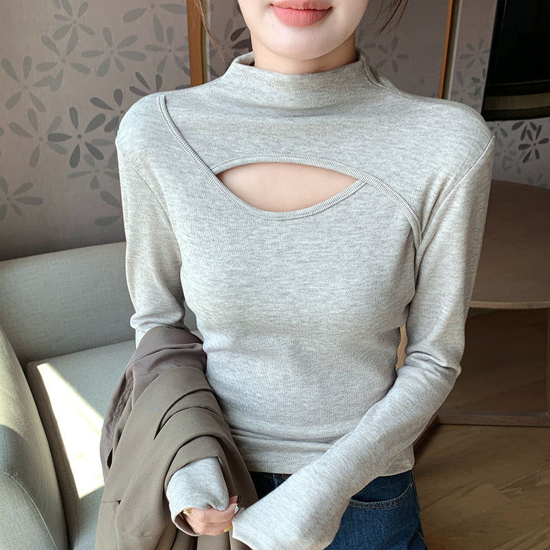 Hollow Long Sleeve Top – Minimal Elegant Fashion Top for Women