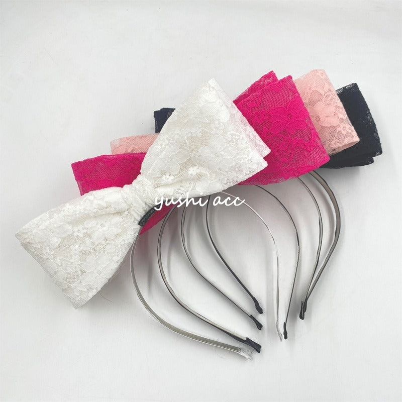 Korean Ins Cute Three-Dimensional Lace Big Bow Hair Hoop Super Fairy Party Photo Hair Hoop