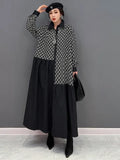 Color Block Lapel Dress – Elegant Casual Midi Dress for Women