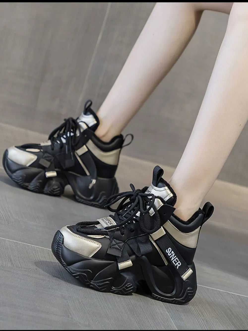 Chunky Platform Lace-Up Sneakers