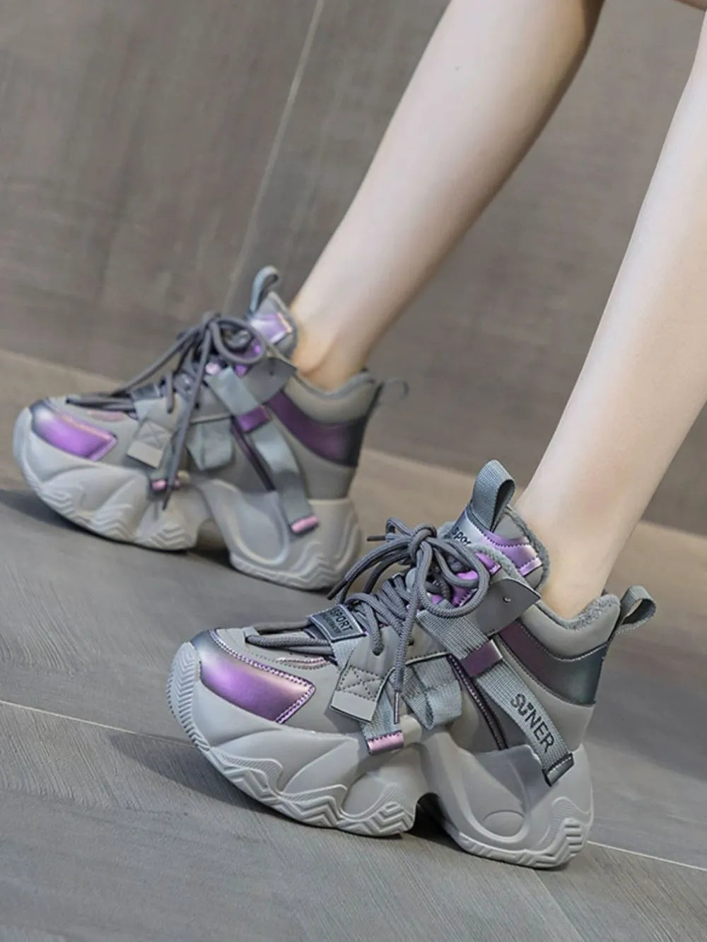 Chunky Platform Lace-Up Sneakers