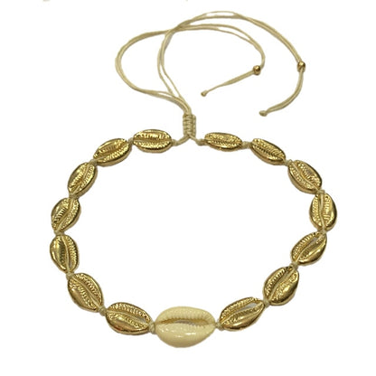 Natural Shell gold cowrie necklace bracelet set women
