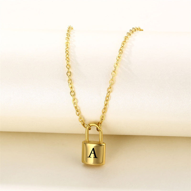 Lock Pendant 26 Letter Necklace