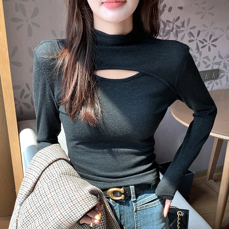 Hollow Long Sleeve Top – Minimal Elegant Fashion Top for Women