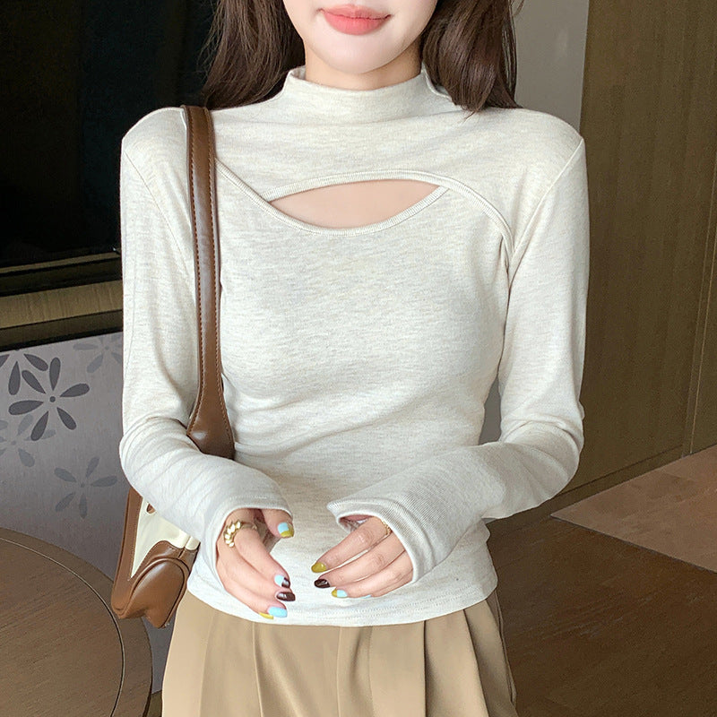 Hollow Long Sleeve Top – Minimal Elegant Fashion Top for Women