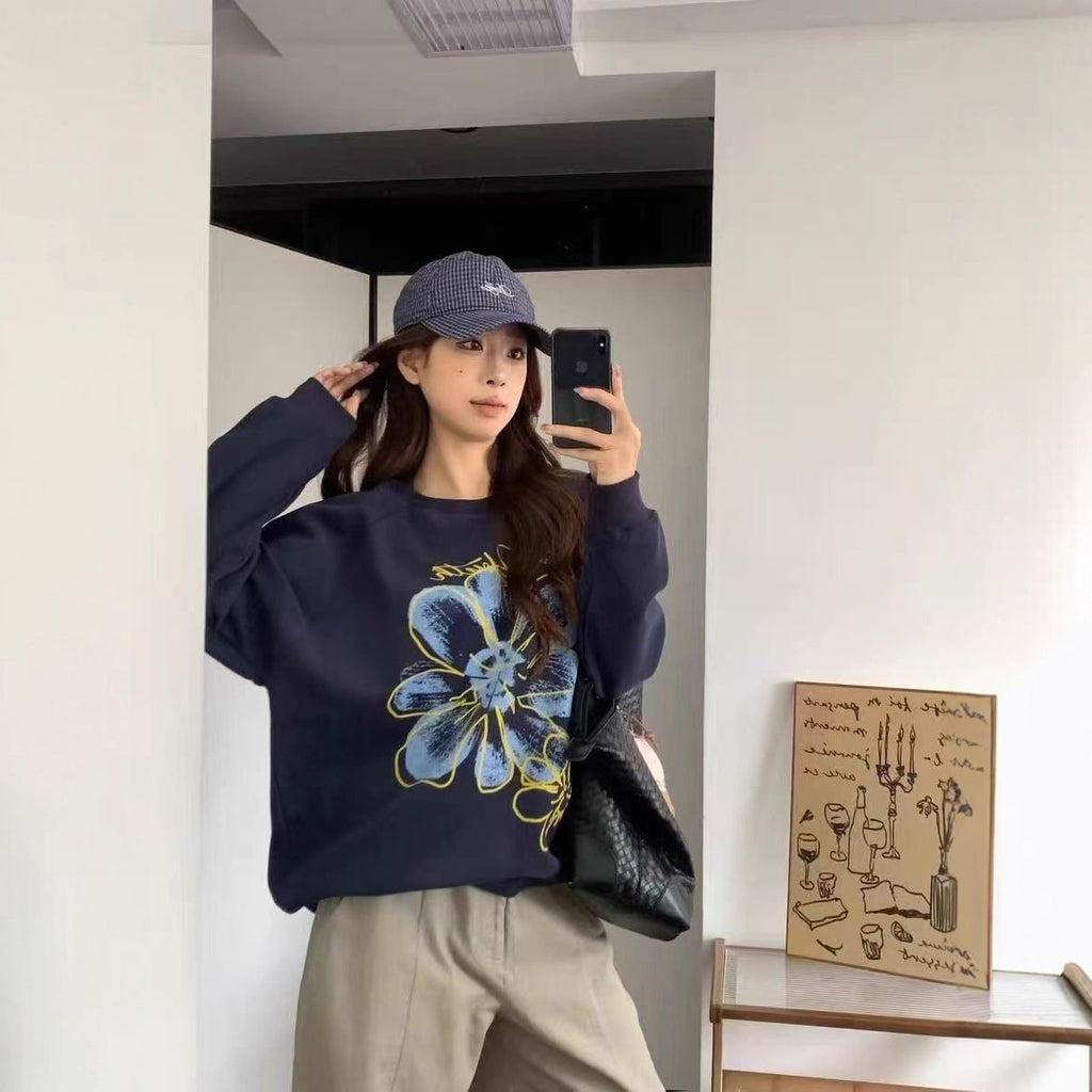Flower Letter Print Hoodie