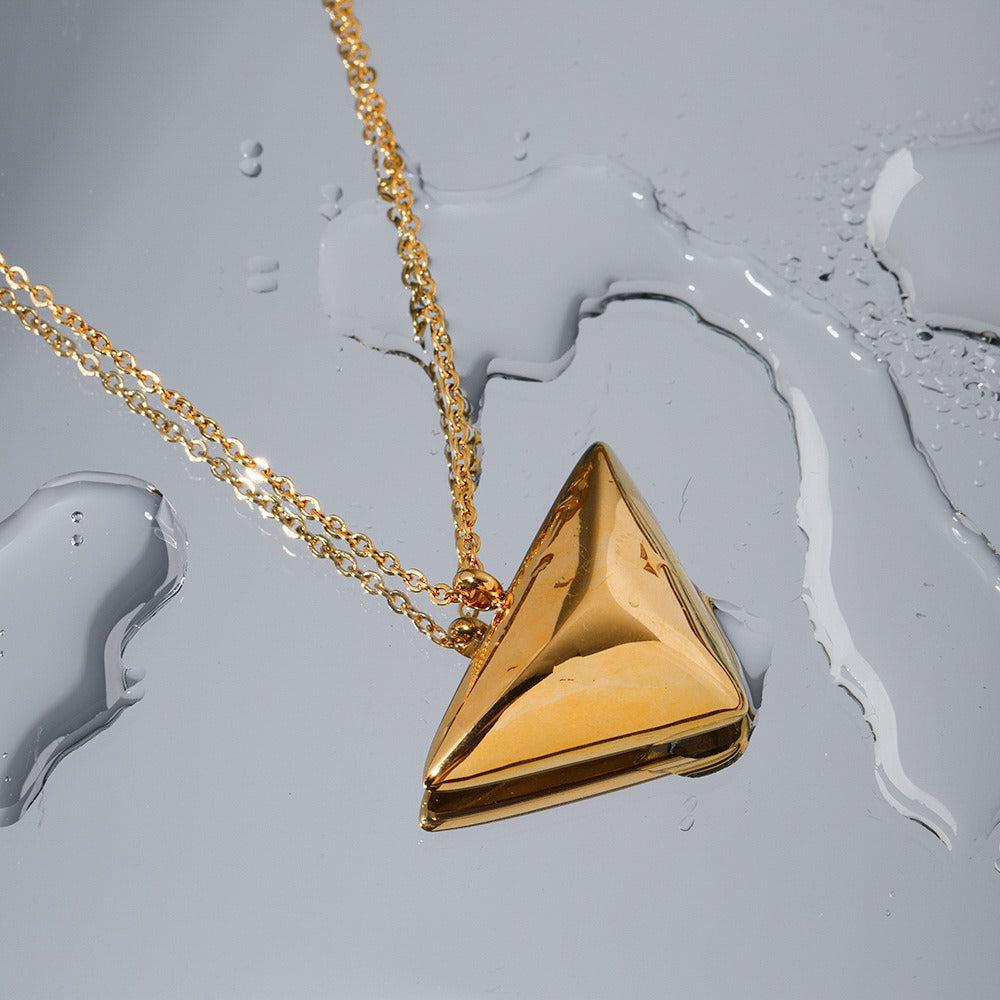 Gold Triangle Pendant Necklace – Minimal Statement Jewelry