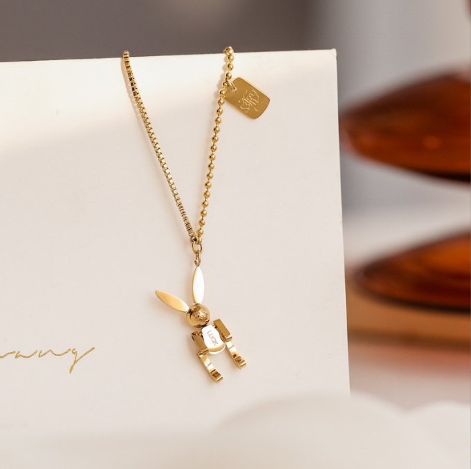 Gold Rabbit Necklace for Women