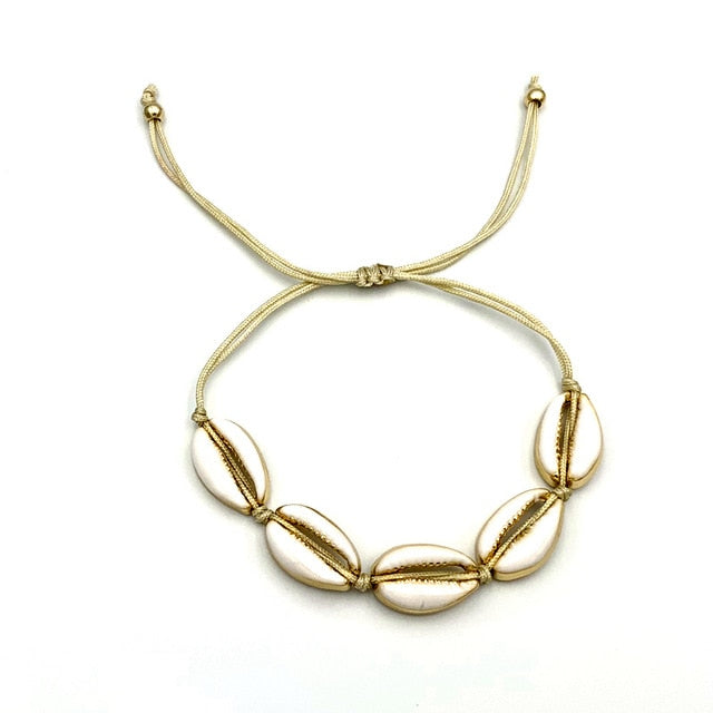 Natural Shell gold cowrie necklace bracelet set women