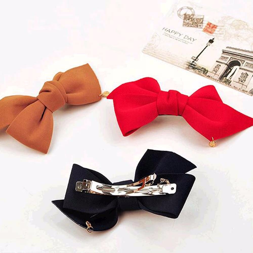 Big Solid Cloth Bows Hair Clips