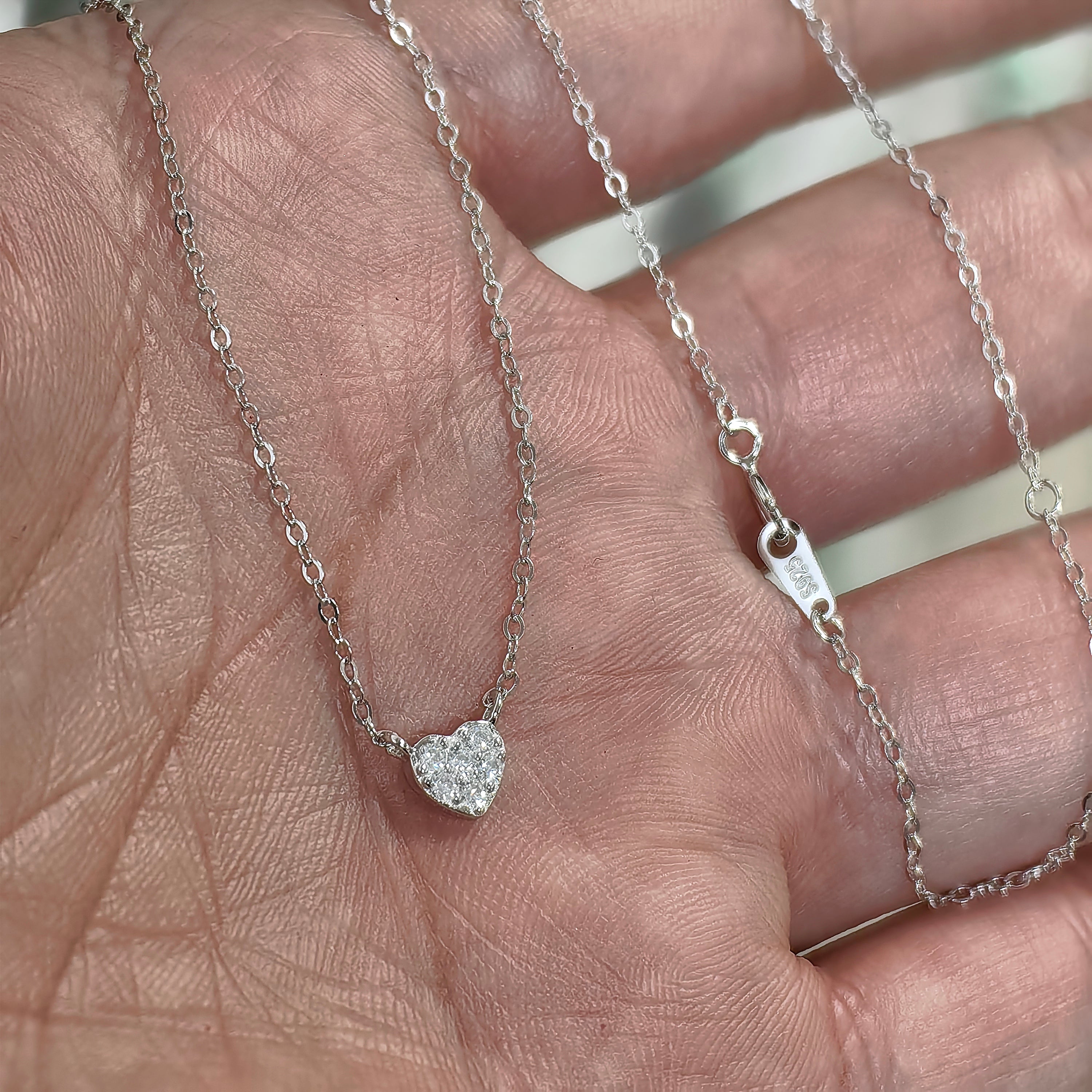 S925 pure silver plated with 14K gold mini heart necklace